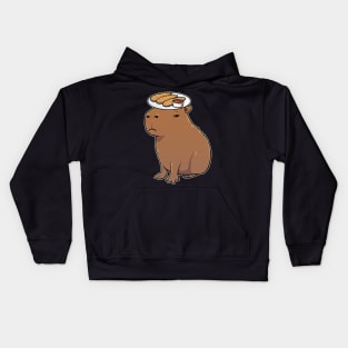 Capybara with Chicken Tenders on its head Kids Hoodie